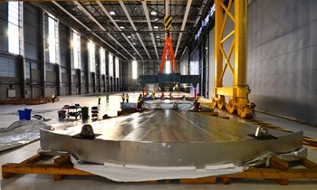 Six of the components that reached ITER in December weighed 50 tonnes each. Assembled with six auxiliary segments and welded, they will form Tier 1 of the cryostat base, the heaviest single ''piece'' of the ITER machine (1,250 tonnes). (Click to view larger version...)